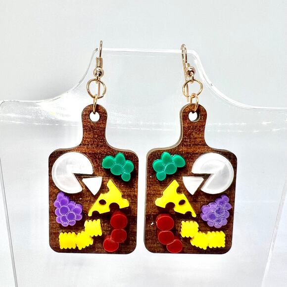 Charcuterie Board Earrings - Girls Night Accessories - Cheese Board Earrings - Picture 1 of 8